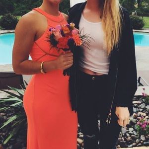 Neon coral prom dress/evening gown